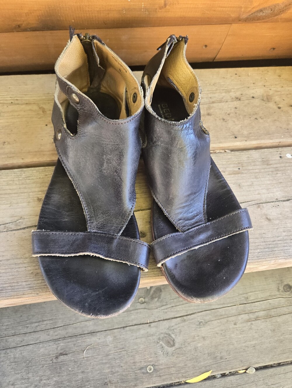 Ben Stu Black Leather Sandles Size 9